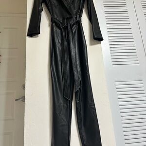 Iris Black Faux Leather Jumpsuit